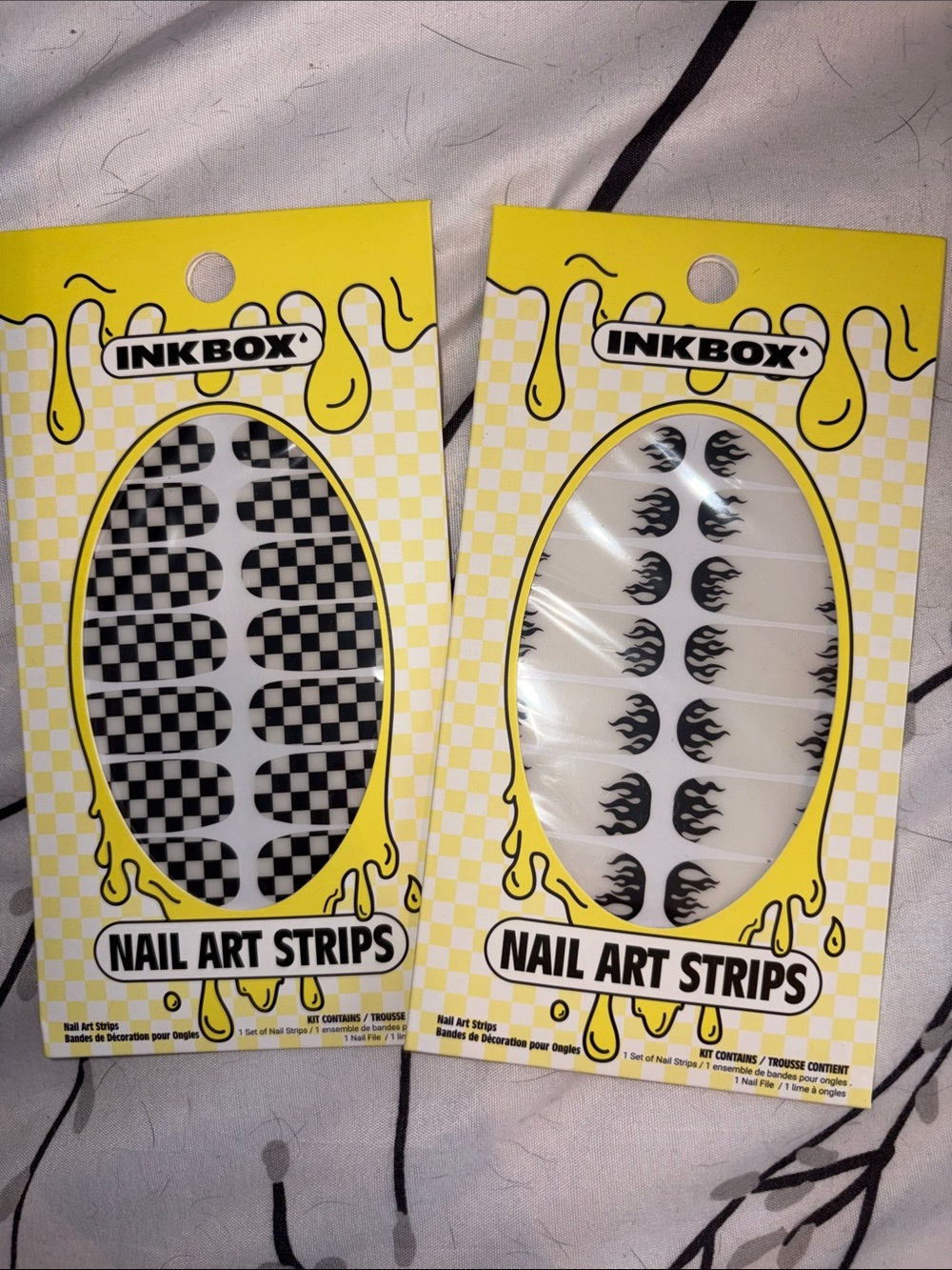 Inkbox Nail Art Strips - black flames & black/white checkered